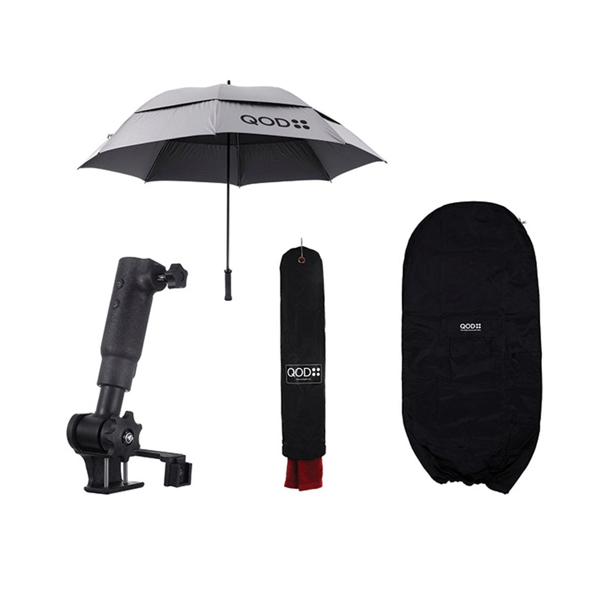 WET WEATHER BUNDLE - Telescopic Umbrella holder ($66) + 71″ UV Protected Umbrella ($66) + Golf Bag Rain Cover ($44) + Towel and Cover ($22) = $198